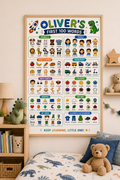 Personalised Boy's First 100 Words Rolled Poster | Kids Educational Wall Chart.
