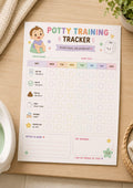 Montessori Potty Training Printable Toilet Chart Toddler Reward Tracker Gender-Neutral Colourful Routine PDF.