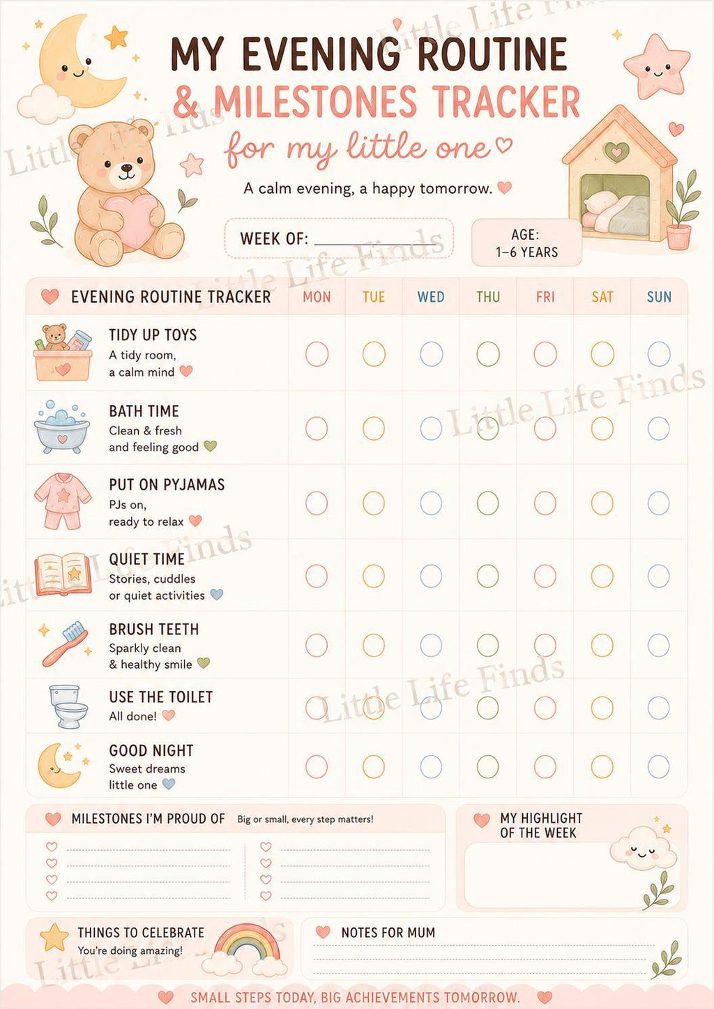 Montessori Kids Visual Routine Bundle Printable PDF | Morning, Daily & Evening Charts.