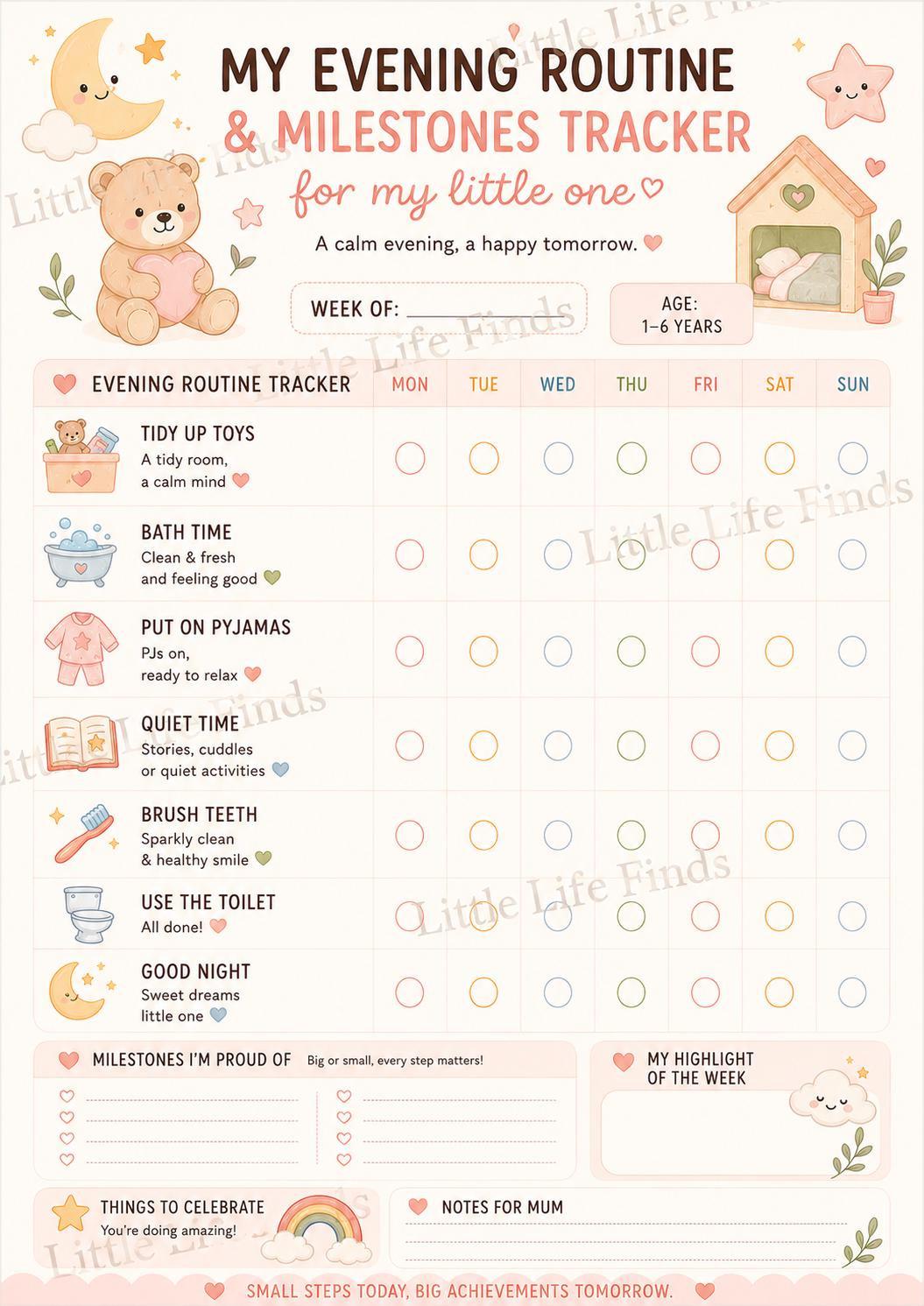 Montessori Kids Visual Routine Bundle Printable PDF | Morning, Daily & Evening Charts.