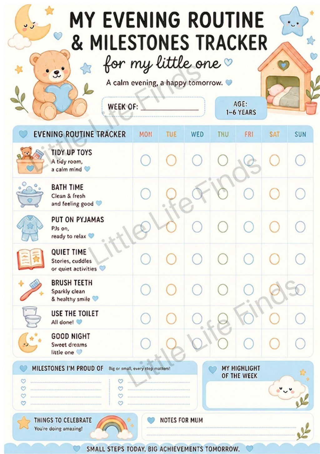 Montessori Kids Visual Routine Bundle Printable PDF | Morning, Daily & Evening Charts.