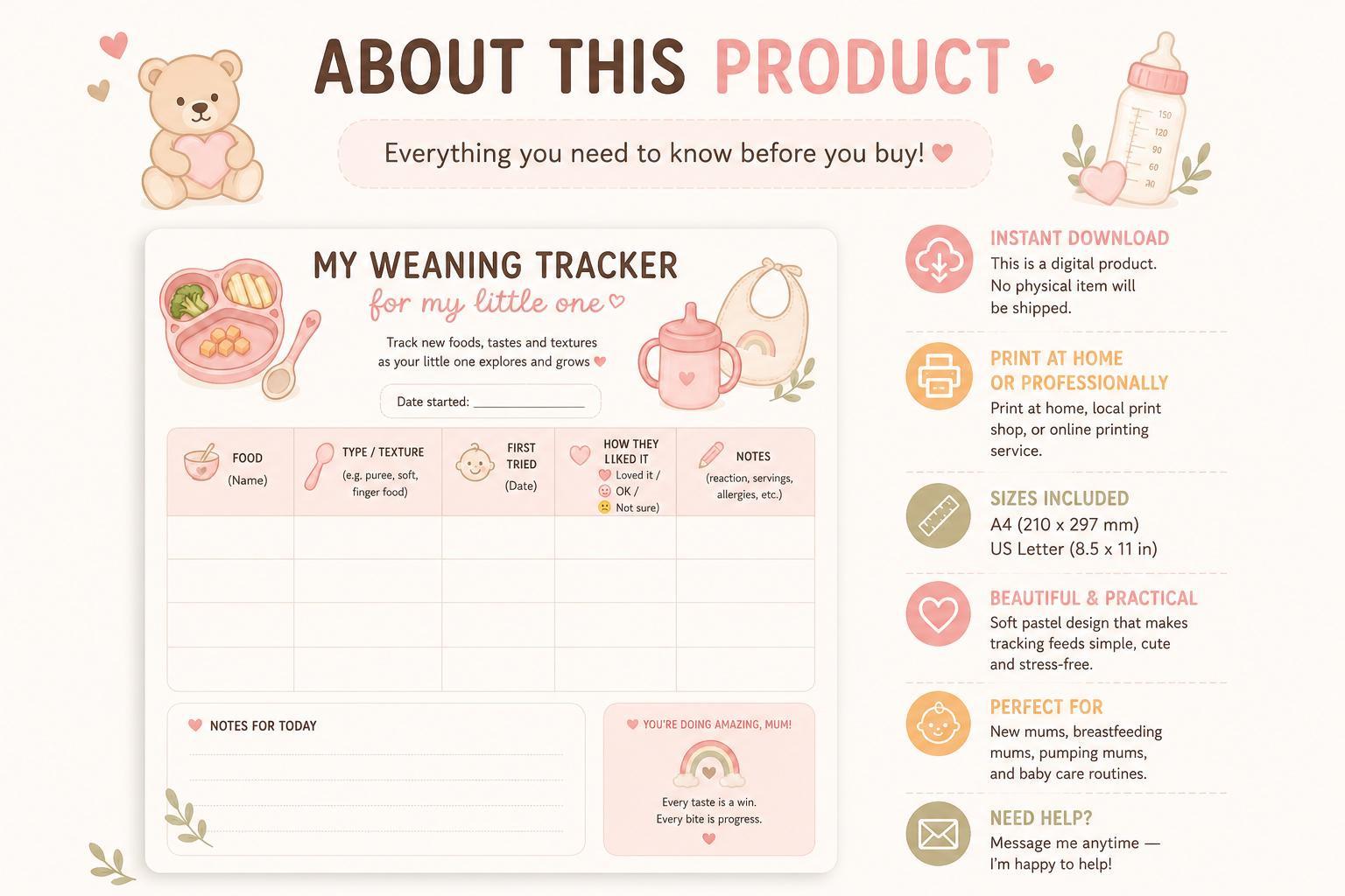 Baby Weaning Tracker.