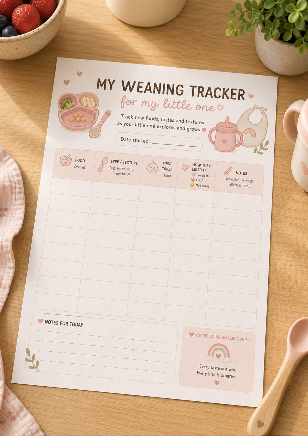 Baby Weaning Tracker.