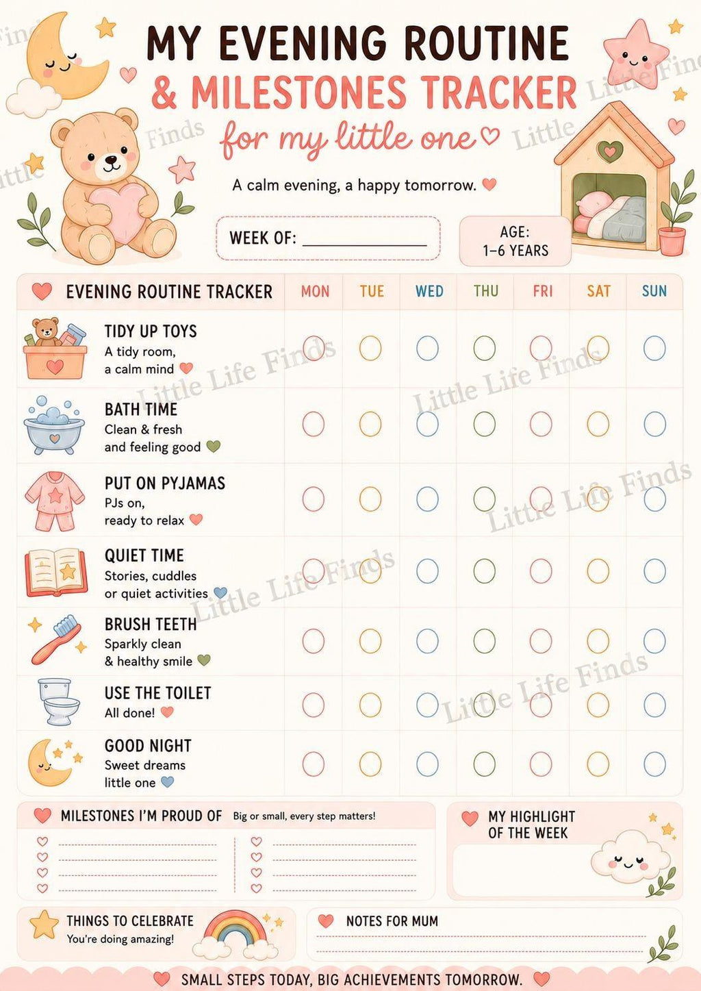 Evening Visual Routine Chart.