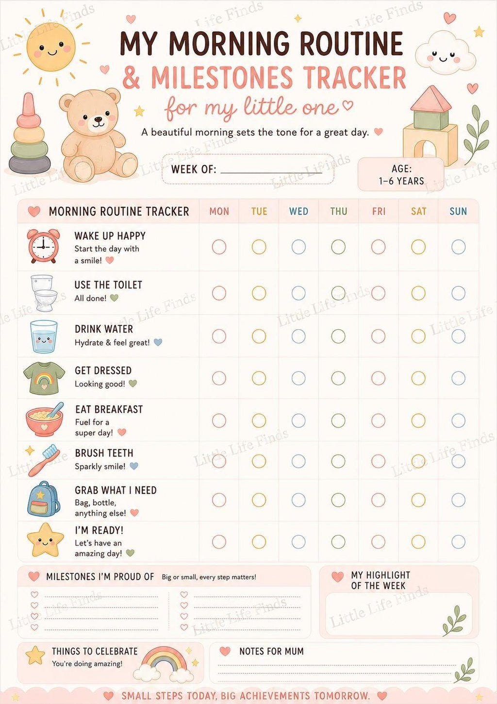 Montessori Kids Visual Routine Bundle Printable PDF | Morning, Daily & Evening Charts.