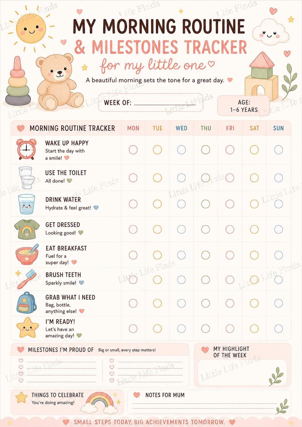 Montessori Kids Visual Routine Bundle Printable PDF | Morning, Daily & Evening Charts.