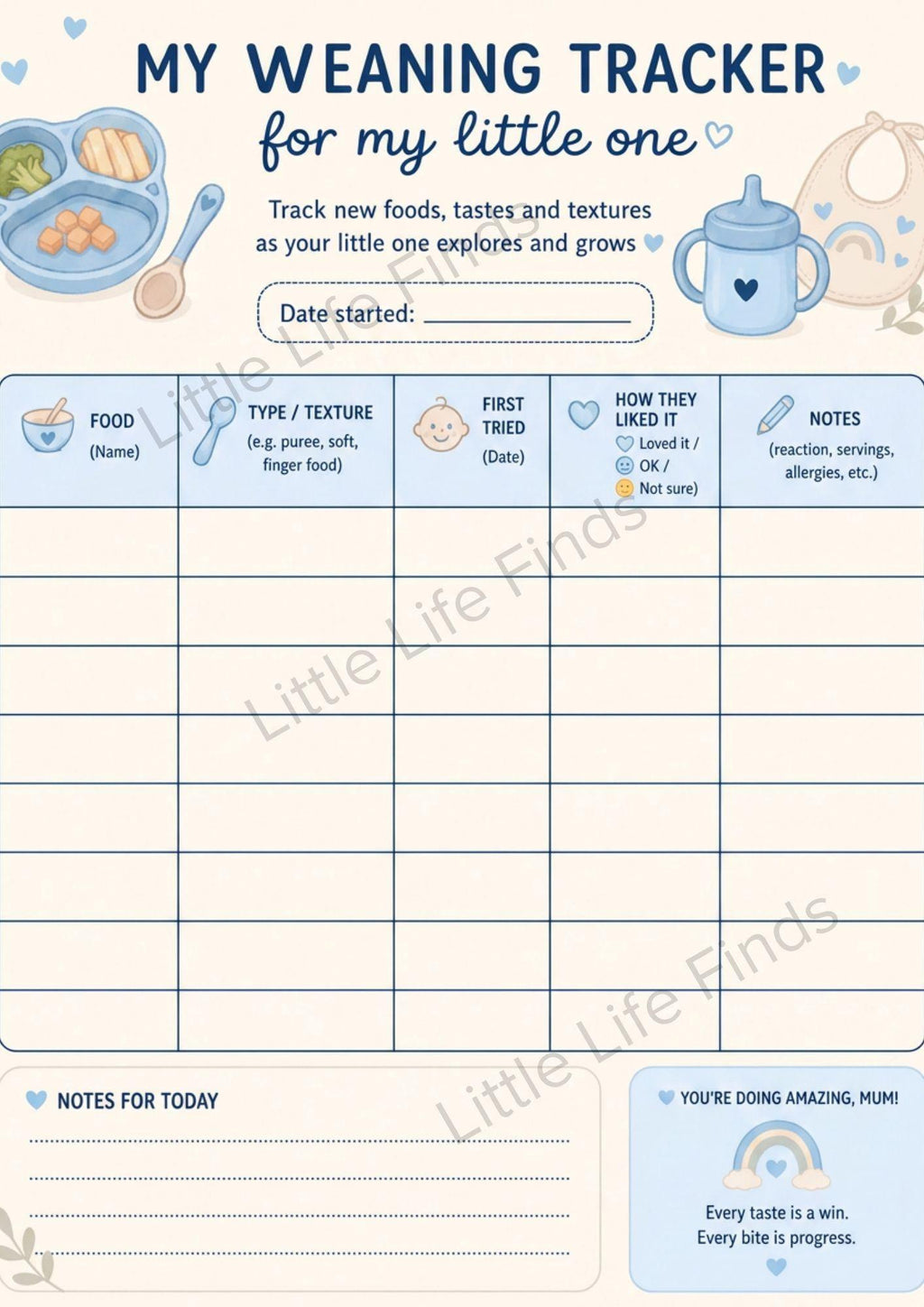 Baby Weaning Tracker.