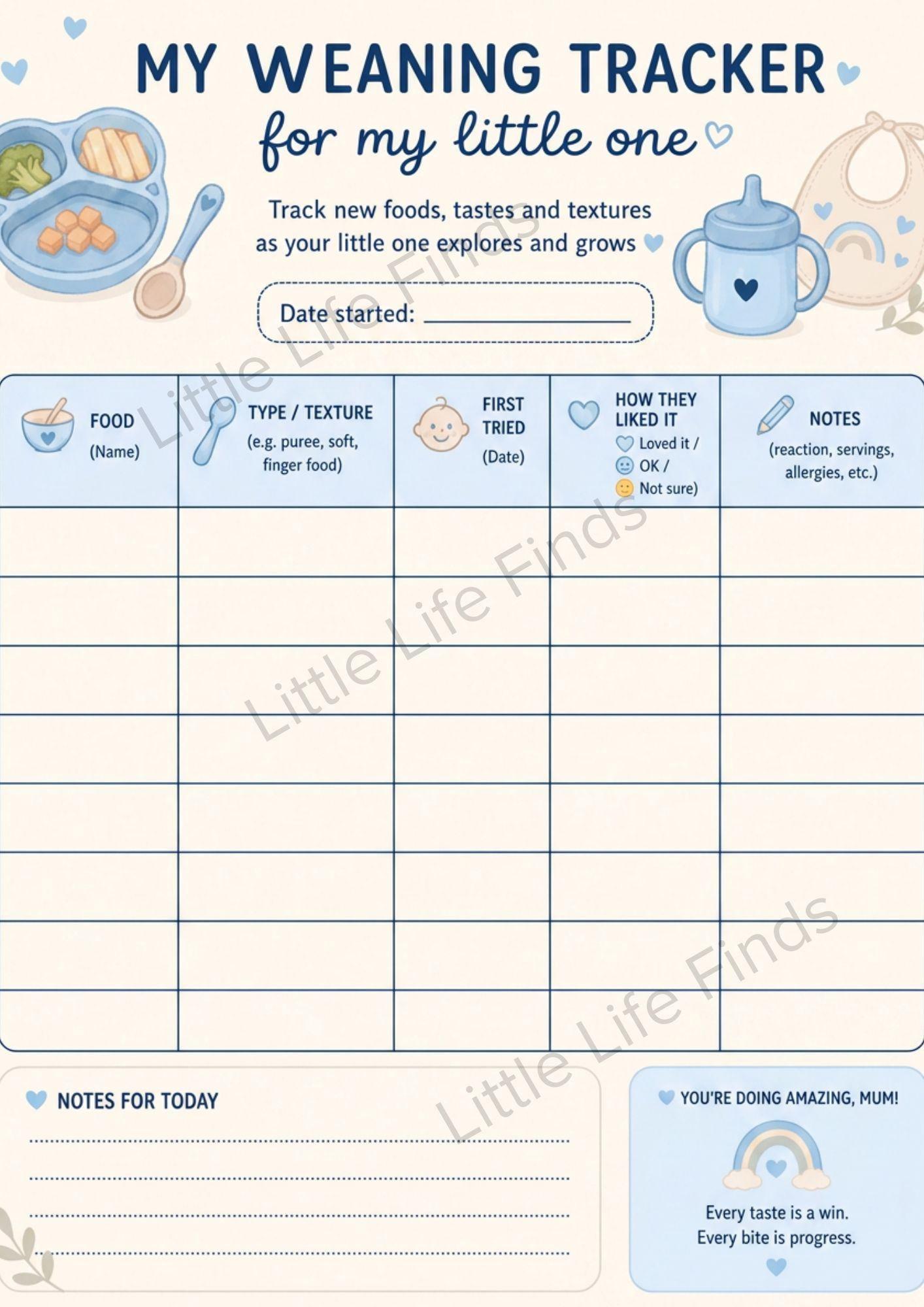 Baby Weaning Tracker.
