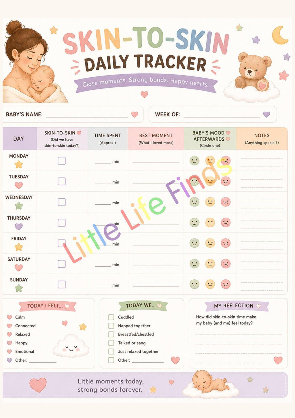 Newborn Bundle Tracker Charts | 12 Printable Organiser Pages (Digital Download).