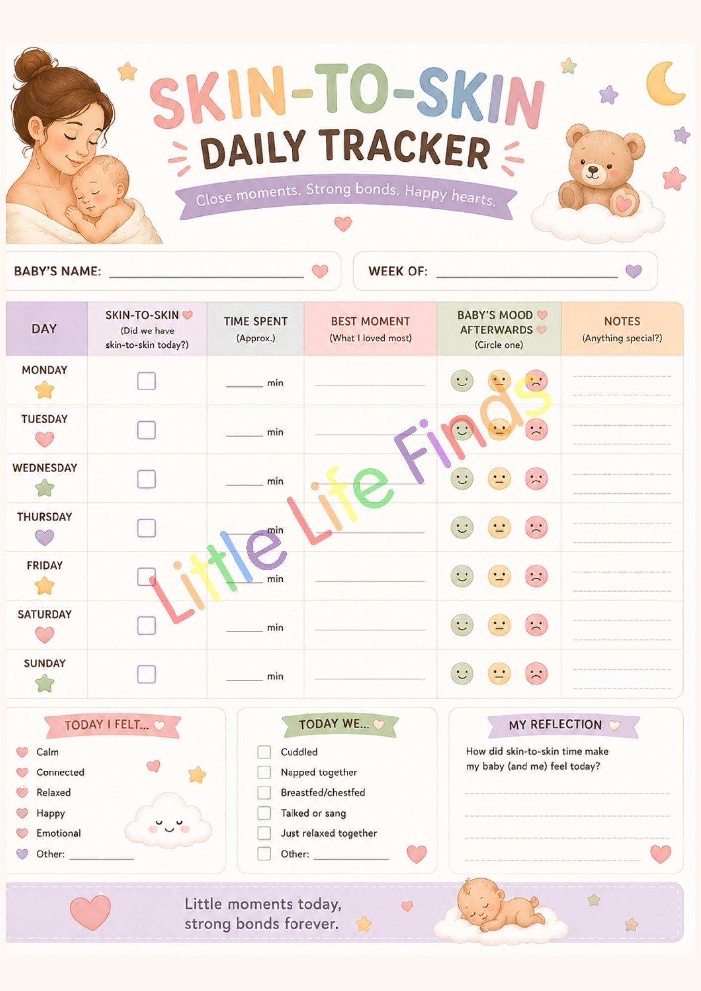 Newborn Bundle Tracker Charts | 12 Printable Organiser Pages (Digital Download).