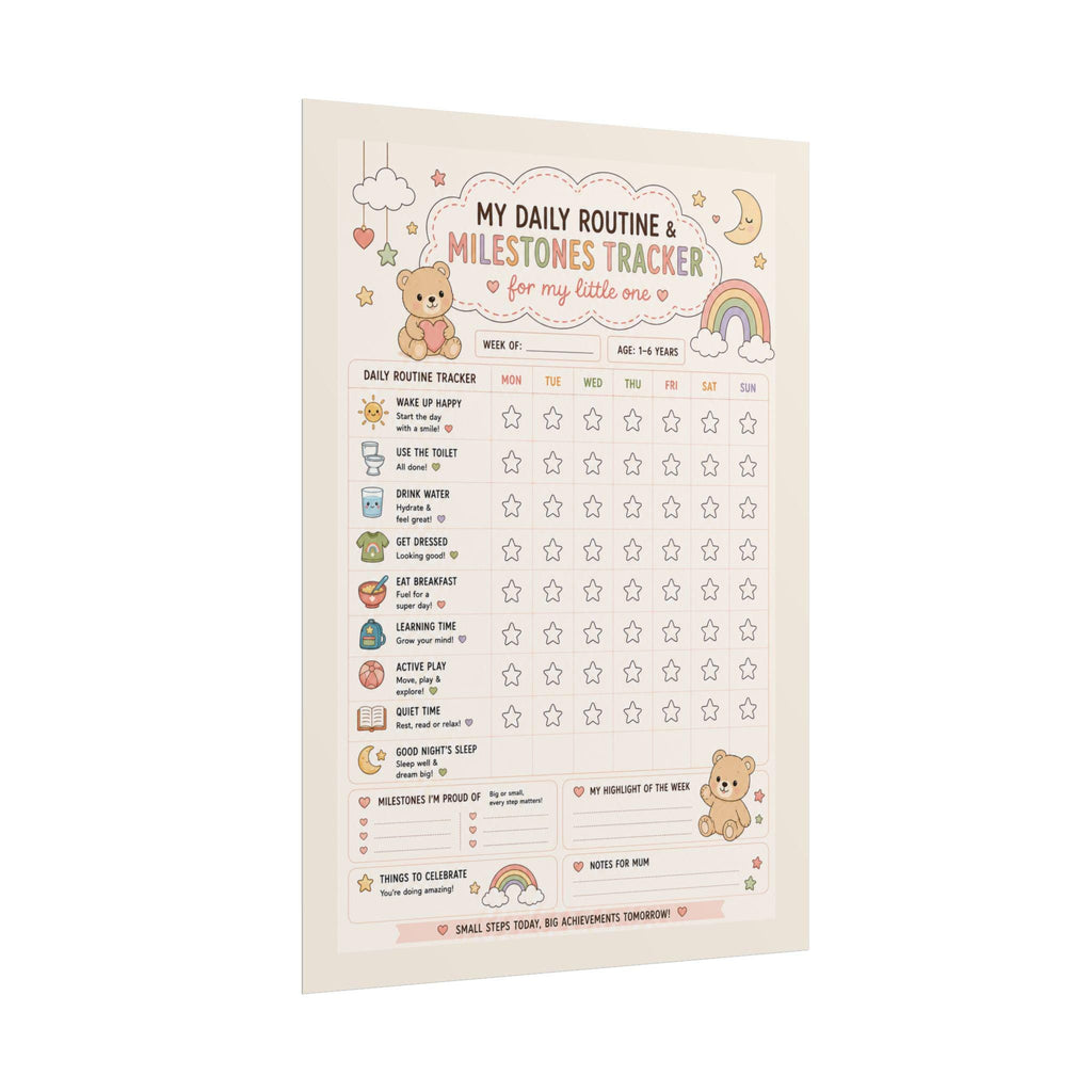 Daily Routine Milestones Tracker Rolled Poster | Kids Behavior Chart, Toddler Routine