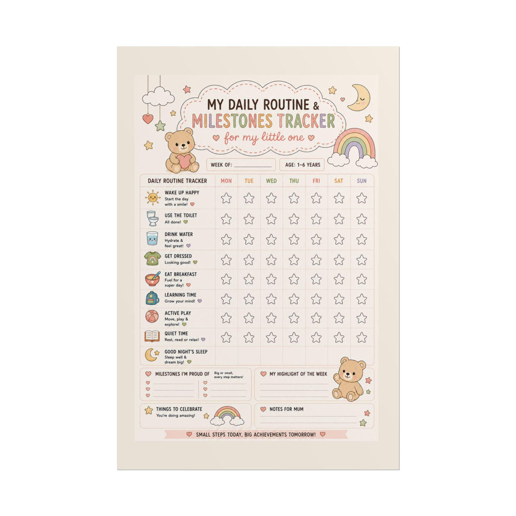 Daily Routine Milestones Tracker Rolled Poster | Kids Behavior Chart, Toddler Routine