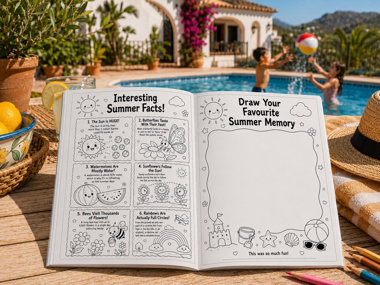 Personalized Summer Coloring Book for Kids Vacation Activity Book Holiday Keepsake Gift Travel Entertainment.