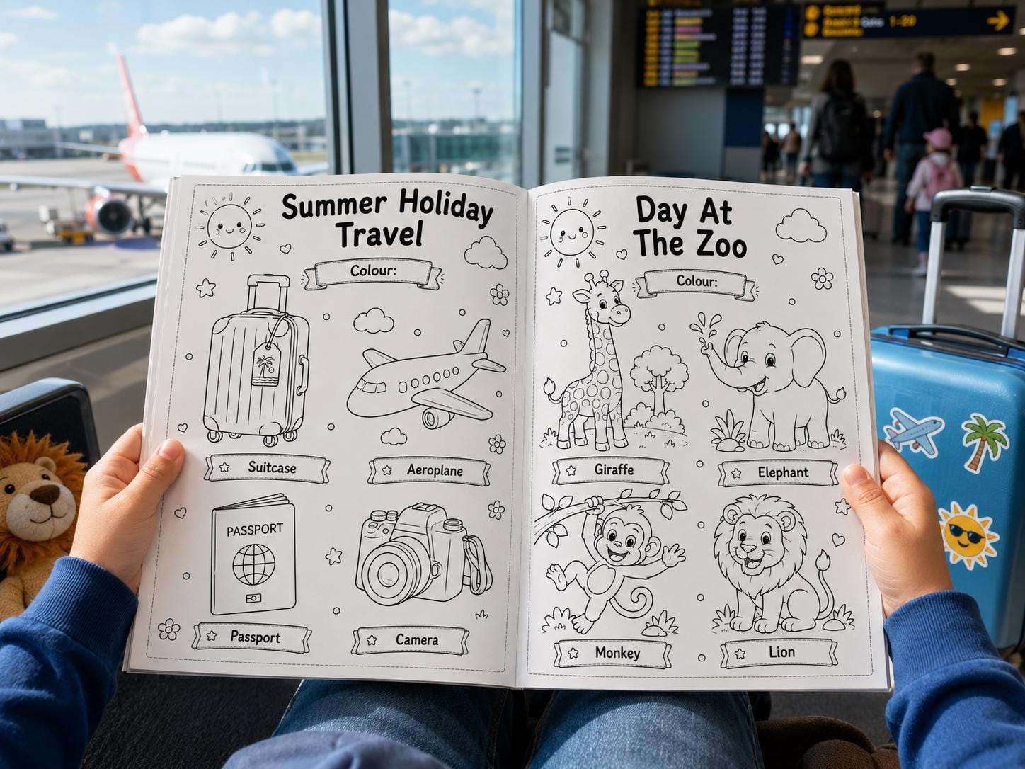 Personalized Summer Coloring Book for Kids Vacation Activity Book Holiday Keepsake Gift Travel Entertainment.