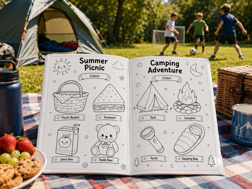 Personalized Summer Coloring Book for Kids Vacation Activity Book Holiday Keepsake Gift Travel Entertainment.