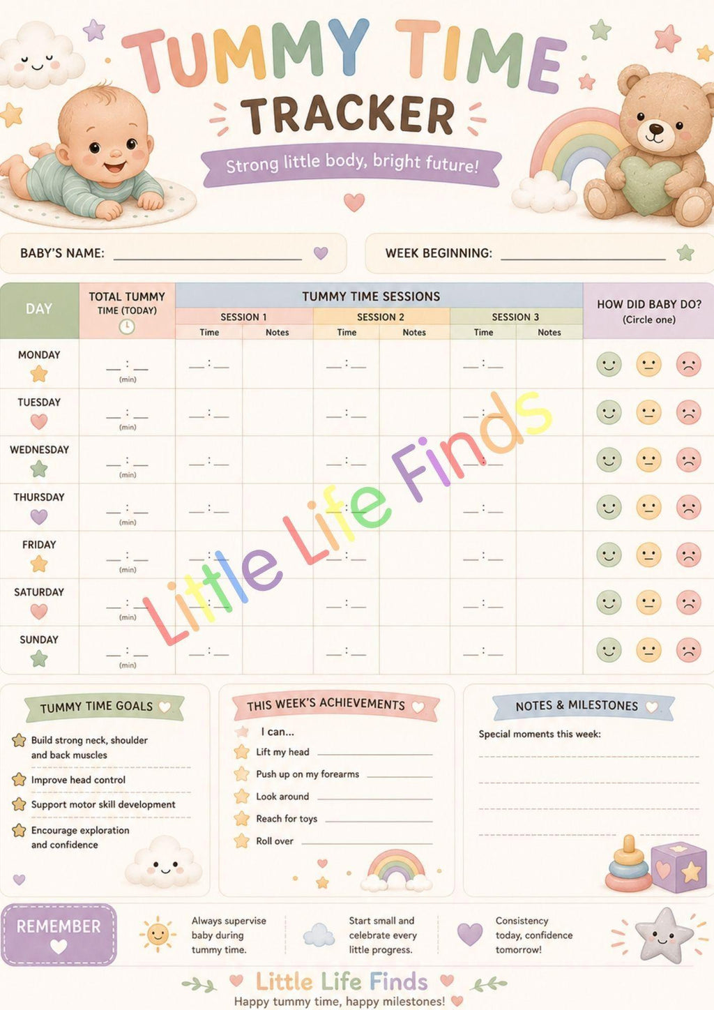 Newborn Bundle Tracker Charts | 12 Printable Organiser Pages (Digital Download).