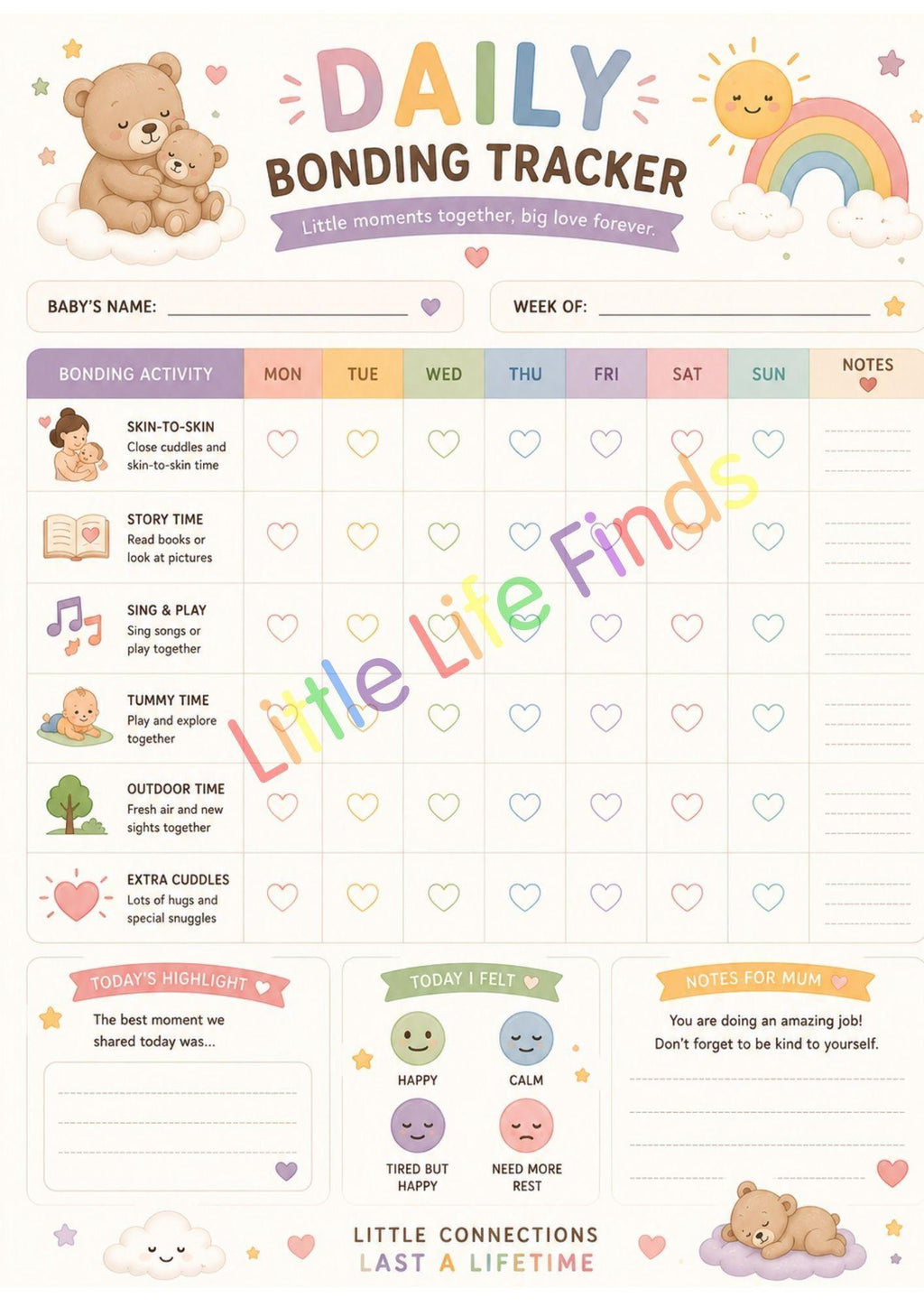 Newborn Bundle Tracker Charts | 12 Printable Organiser Pages (Digital Download).