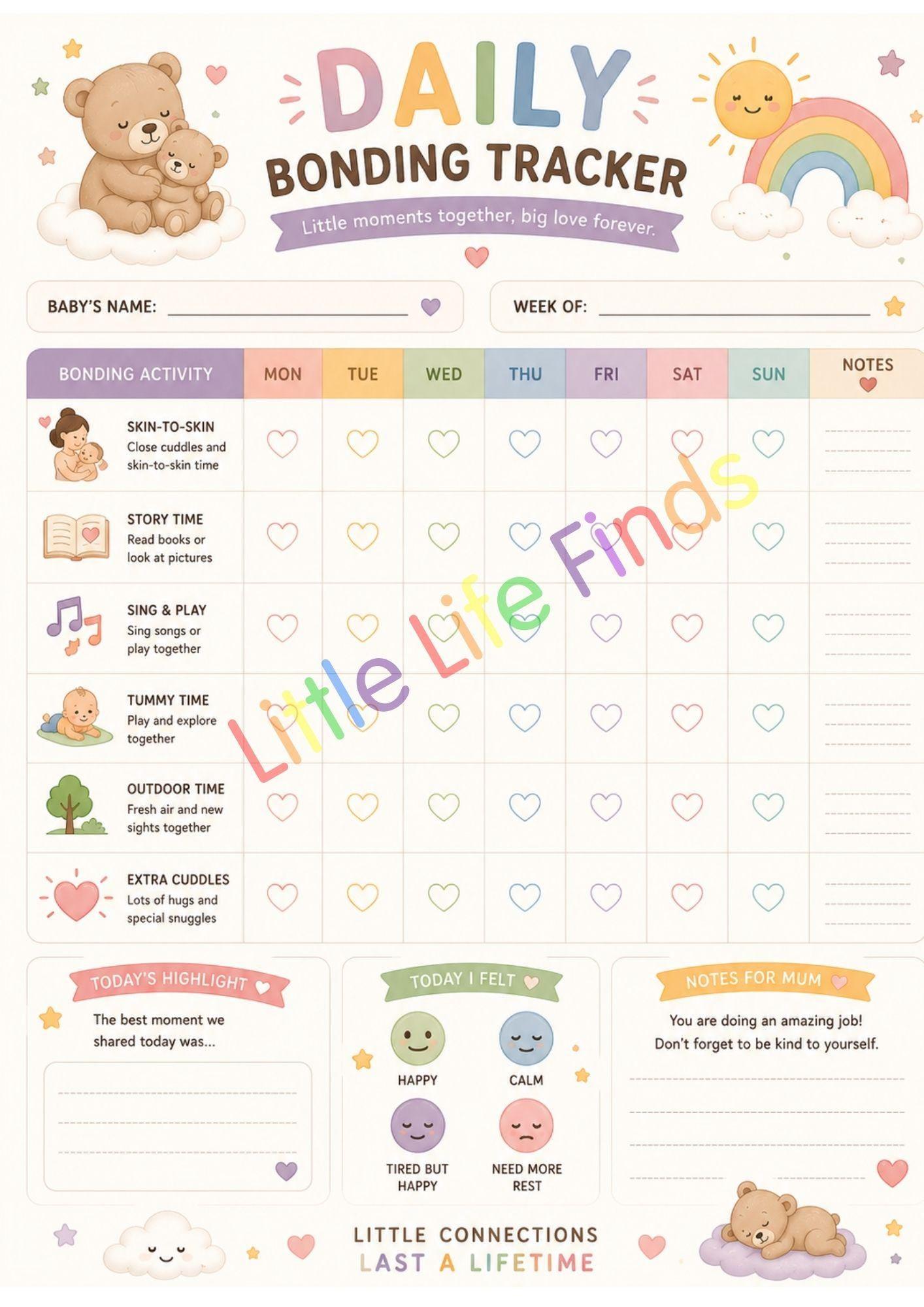 Newborn Bundle Tracker Charts | 12 Printable Organiser Pages (Digital Download).