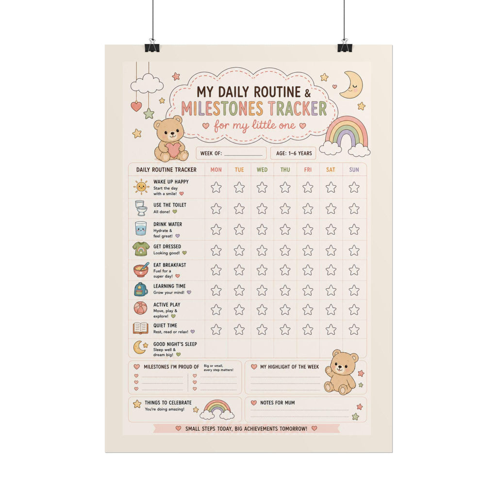Daily Routine Milestones Tracker Rolled Poster | Kids Behavior Chart, Toddler Routine