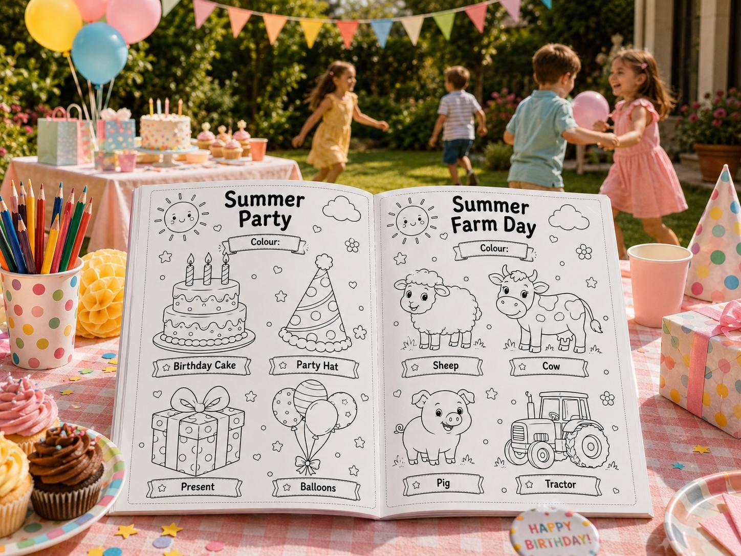 Personalized Summer Coloring Book for Kids Vacation Activity Book Holiday Keepsake Gift Travel Entertainment.